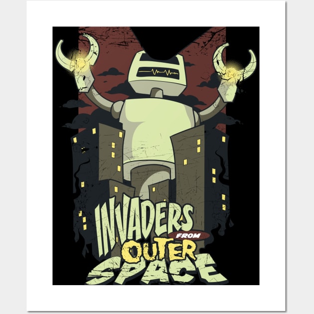 Invaders from Space! For B-movie sci-fi lovers and fans of space adventure. Wall Art by BecomeAHipsterGeekNow